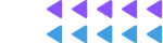Purple and blue triangular arrows arranged in two horizontal rows, pointing left against a black background, suggest swift motion or digital advancement.